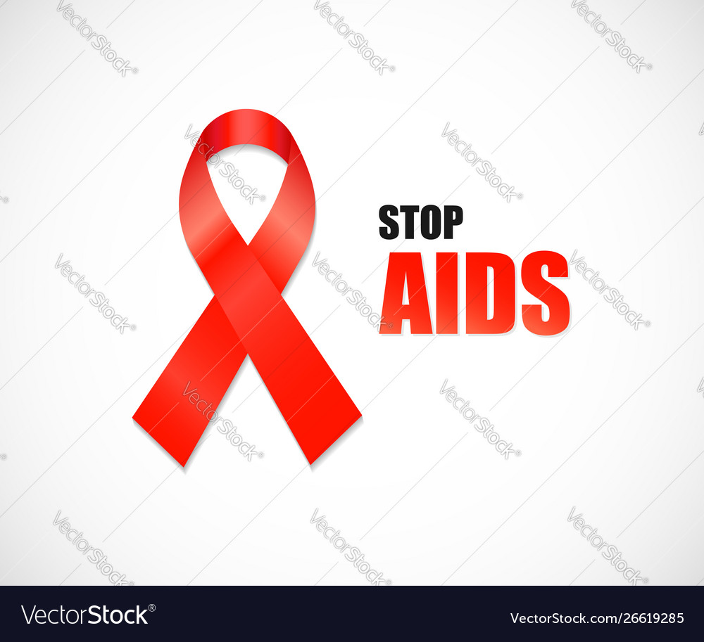 Aids awareness red ribbon vector image Aids awareness red ribbon