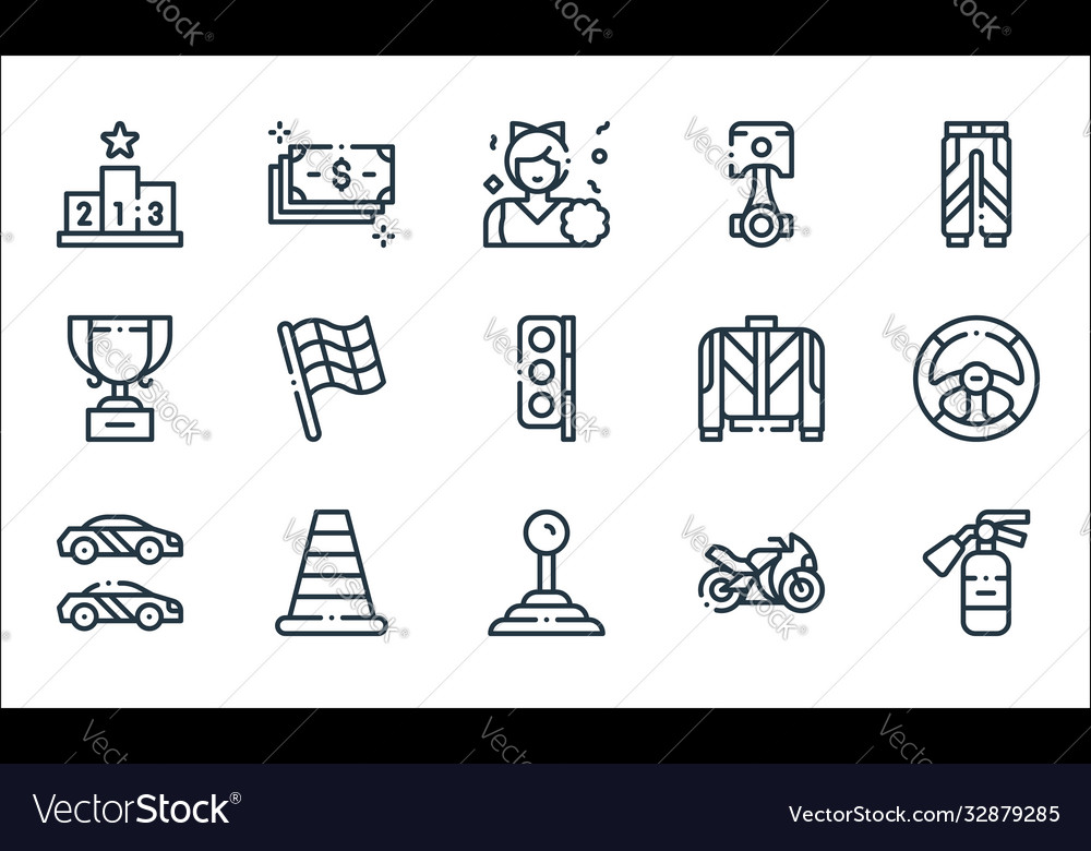 Autoracing line icons linear set quality Vector Image Autoracing line icons linear set quality