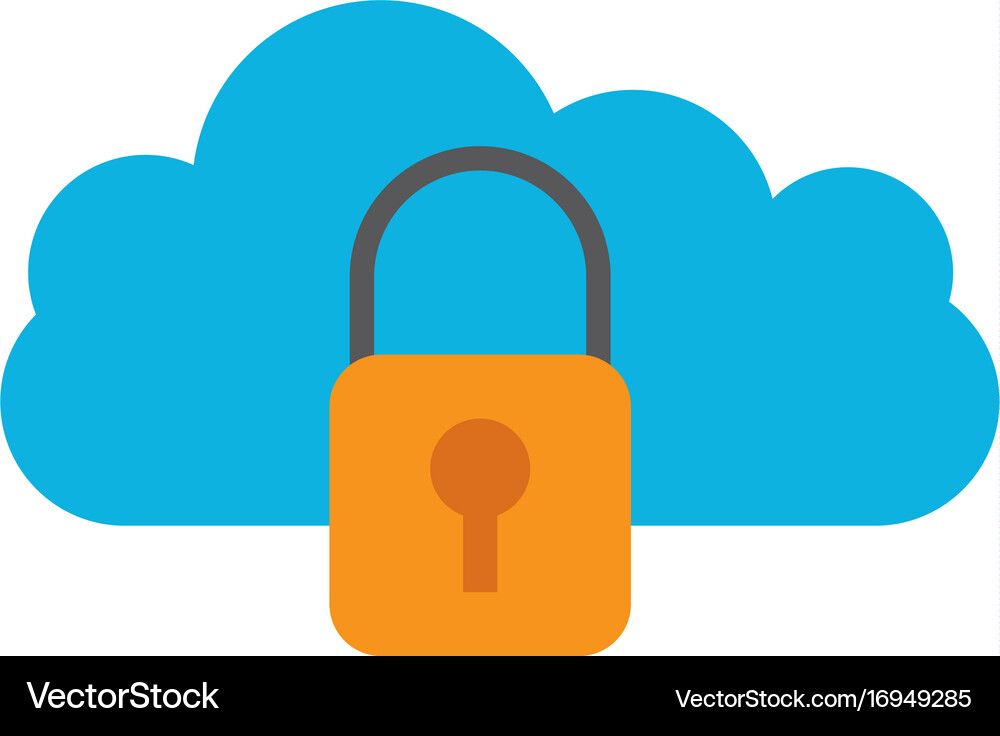 Cloud computing with padlock Royalty Free Vector Image