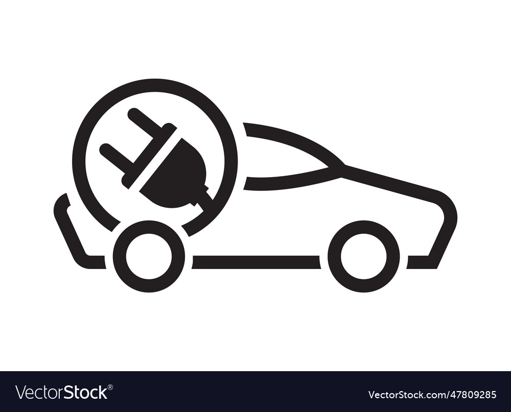 Electric car with plug icon symbol logo