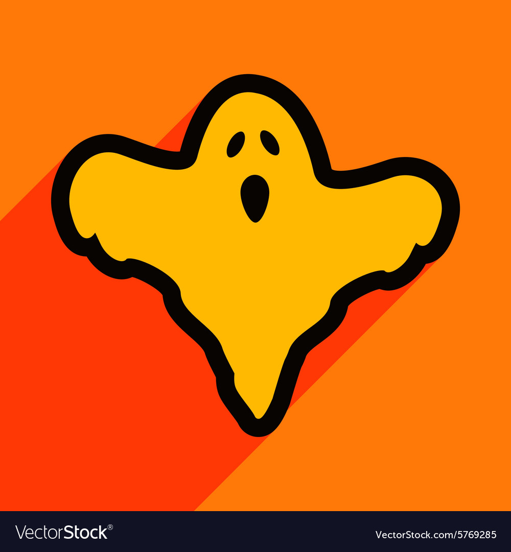 Flat with shadow icon and mobile application ghost
