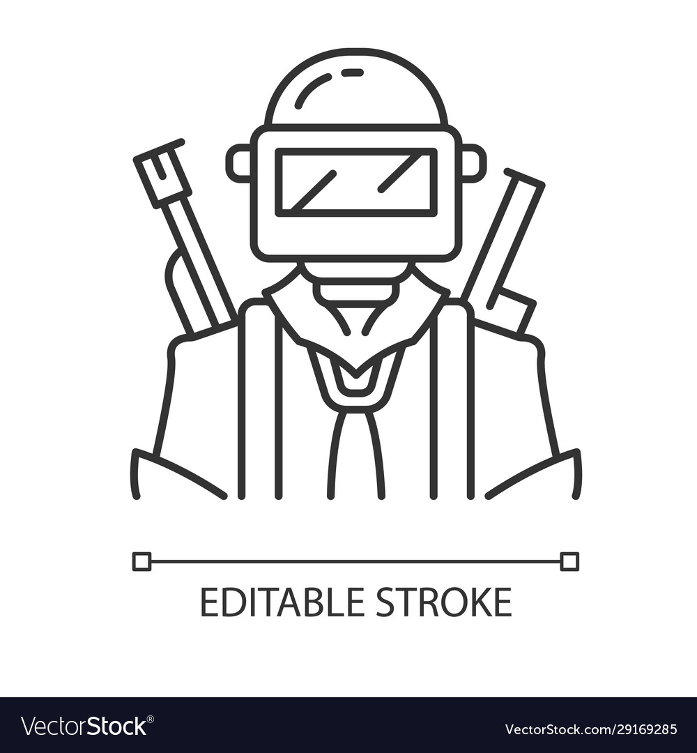 Game soldier linear icon player with weapon