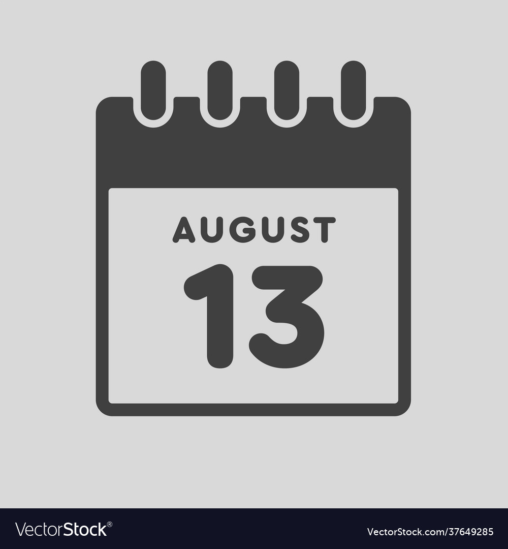 Icon day date 13 august template calendar page Vector Image