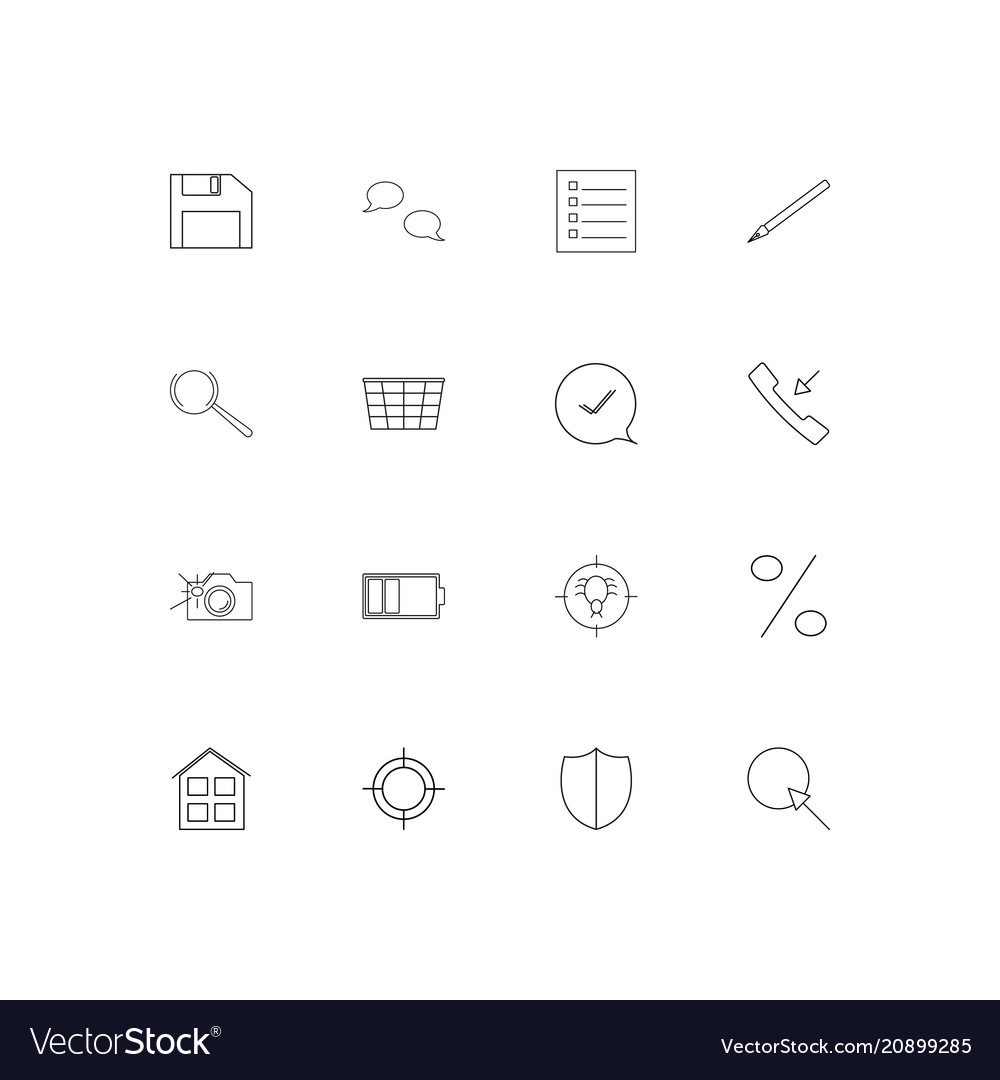 Interface linear thin icons set outlined simple