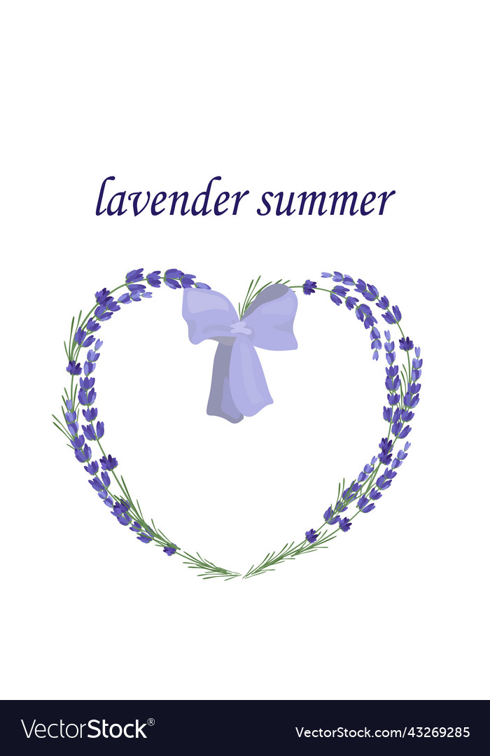 Lavender flowers heart-shaped wreath Royalty Free Vector