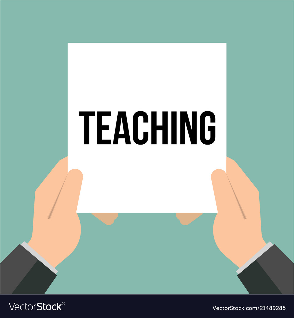 Man showing paper teaching text vector image Man showing paper teaching text
