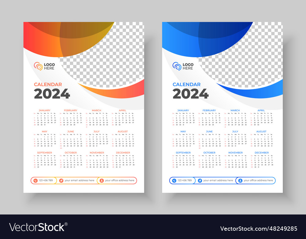 Print ready one page wall calendar template Vector Image