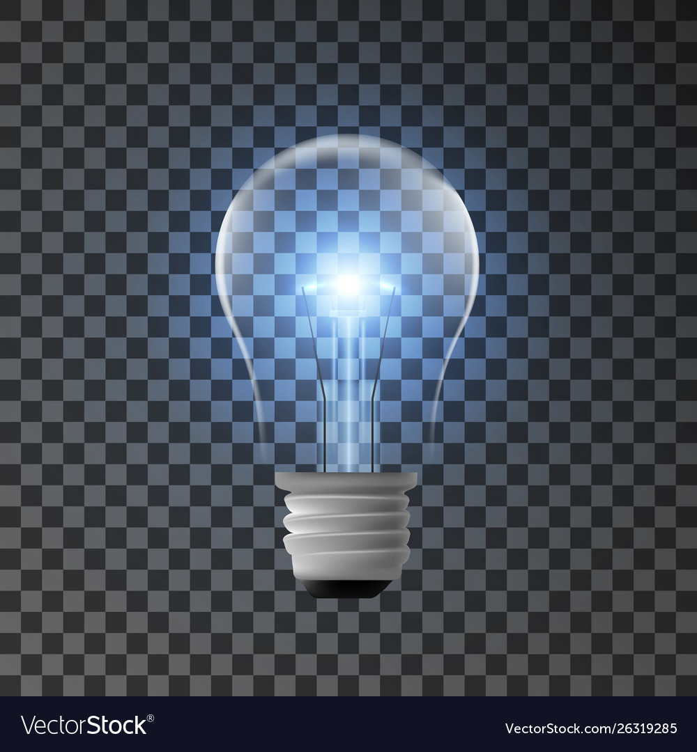 Realistic bulb with shining light Royalty Free Vector Image