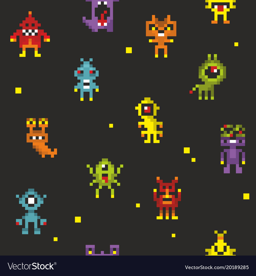 Seamless pattern with cute robots in retro style