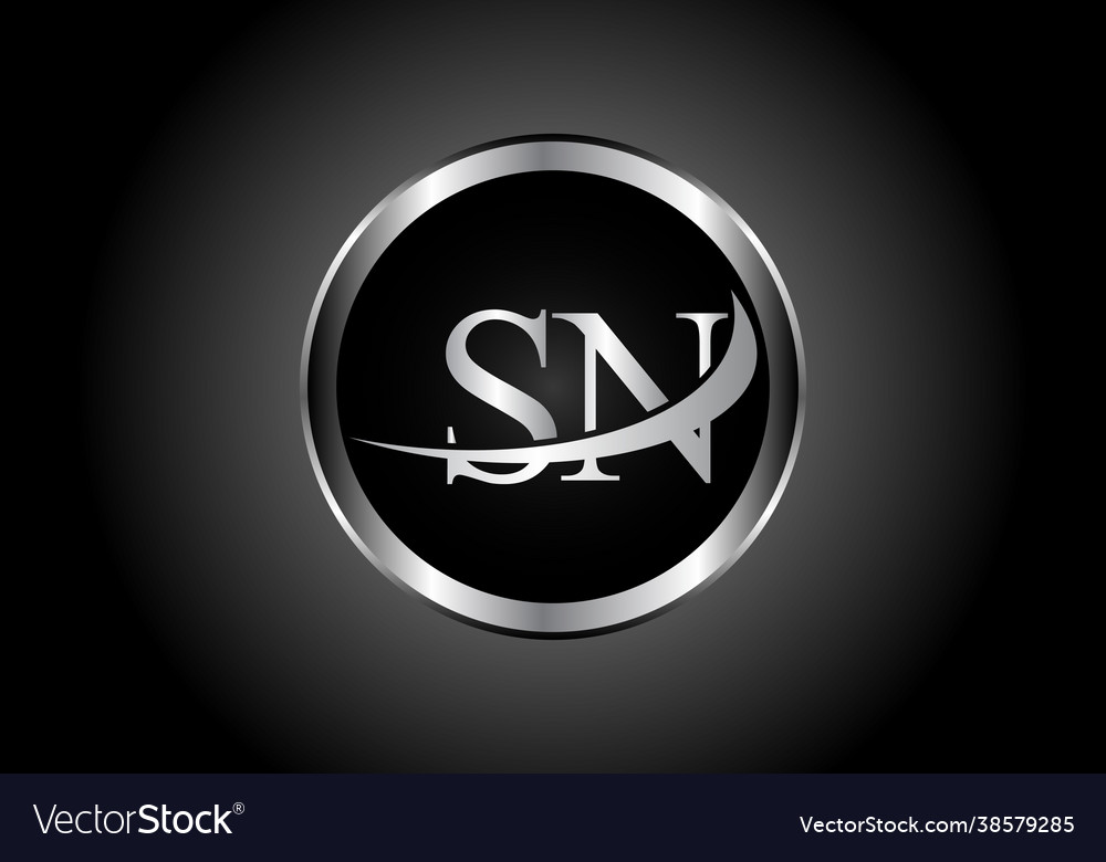 Silver letter sn metal combination alphabet logo Vector Image