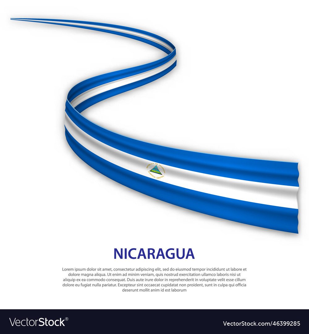 Waving ribbon or banner with flag of nicaragua vector image Waving ribbon or banner with flag of nicaragua