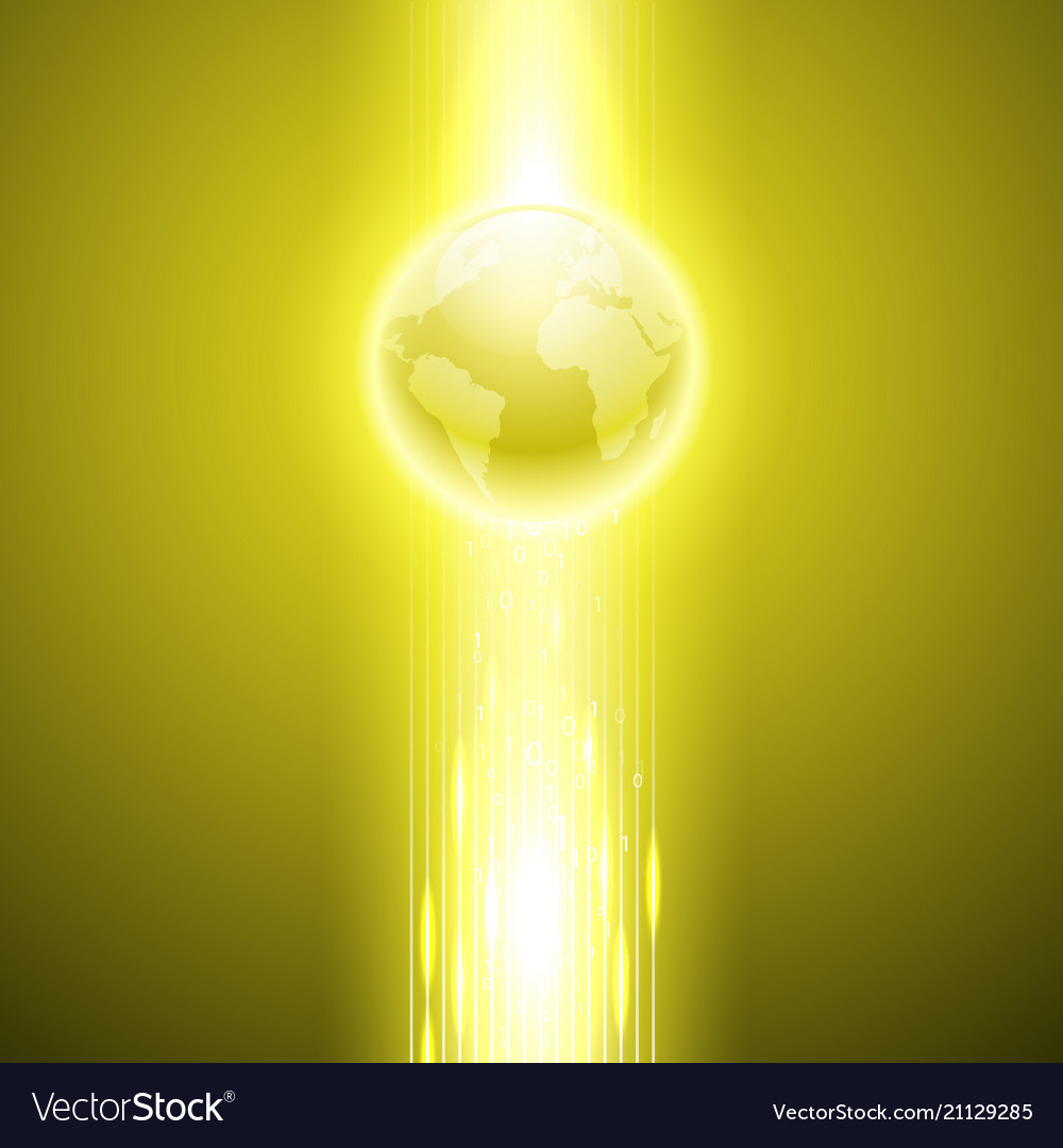 Yellow background with binary code to the globe vector image Yellow background with binary code to the globe