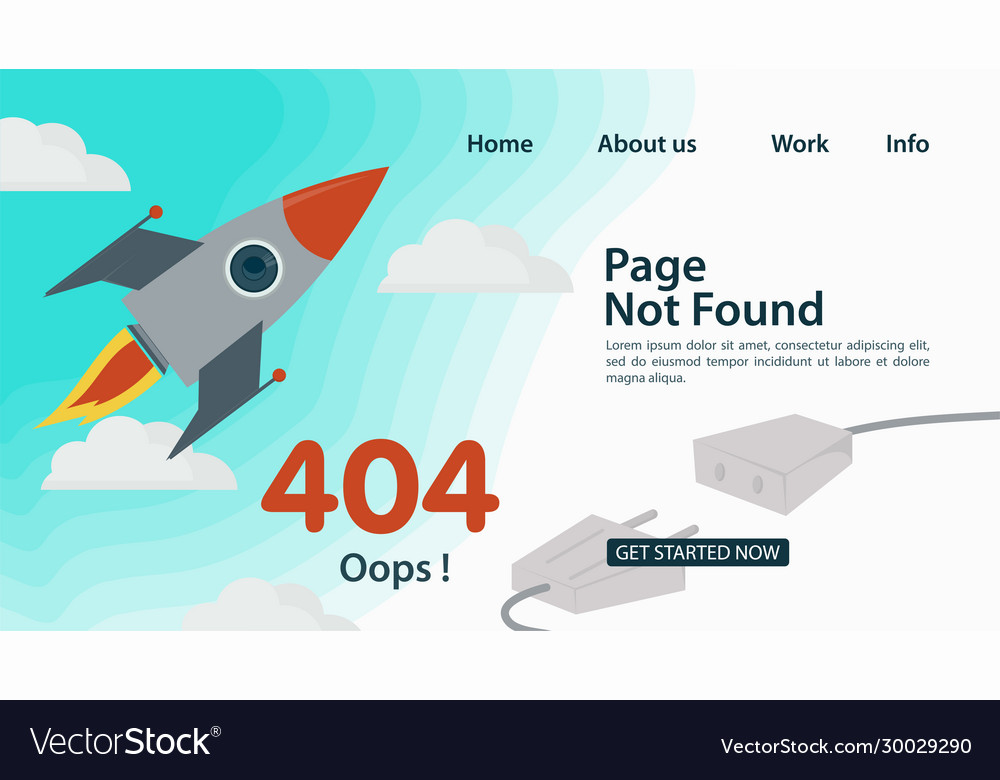 Banner oops 404 error page not found internet vector image Banner oops 404 error page not found internet