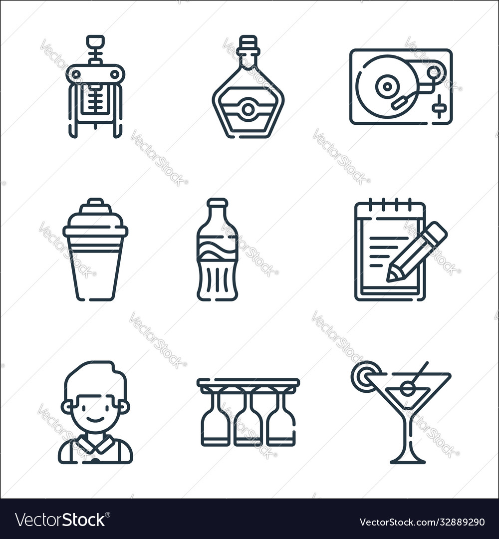 Bar line icons linear set quality vector image Bar line icons linear set quality