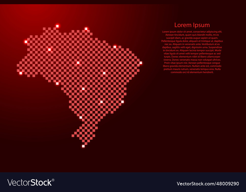 Brazil map from futuristic red checkered square