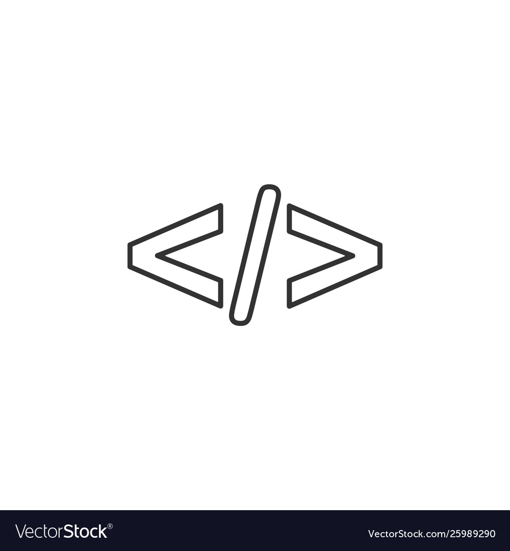 Code html line icon simple modern flat for mobile vector image Code html line icon simple modern flat for mobile