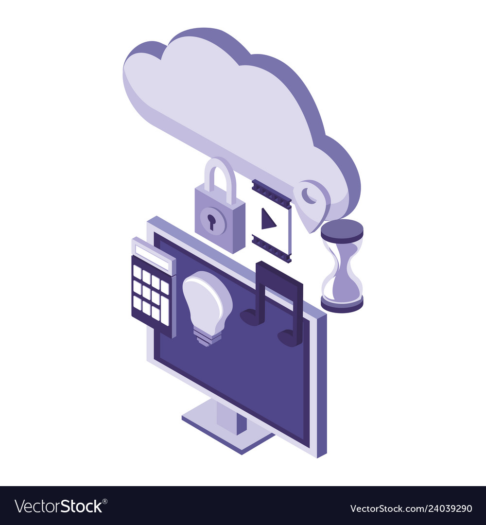 Computer and informatic items vector image Computer and informatic items