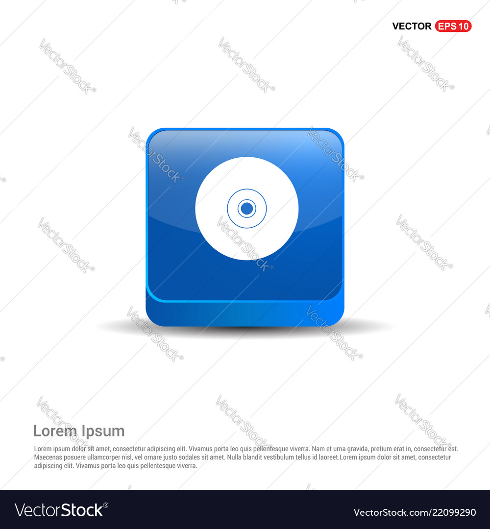 Computer disk icon - 3d blue button