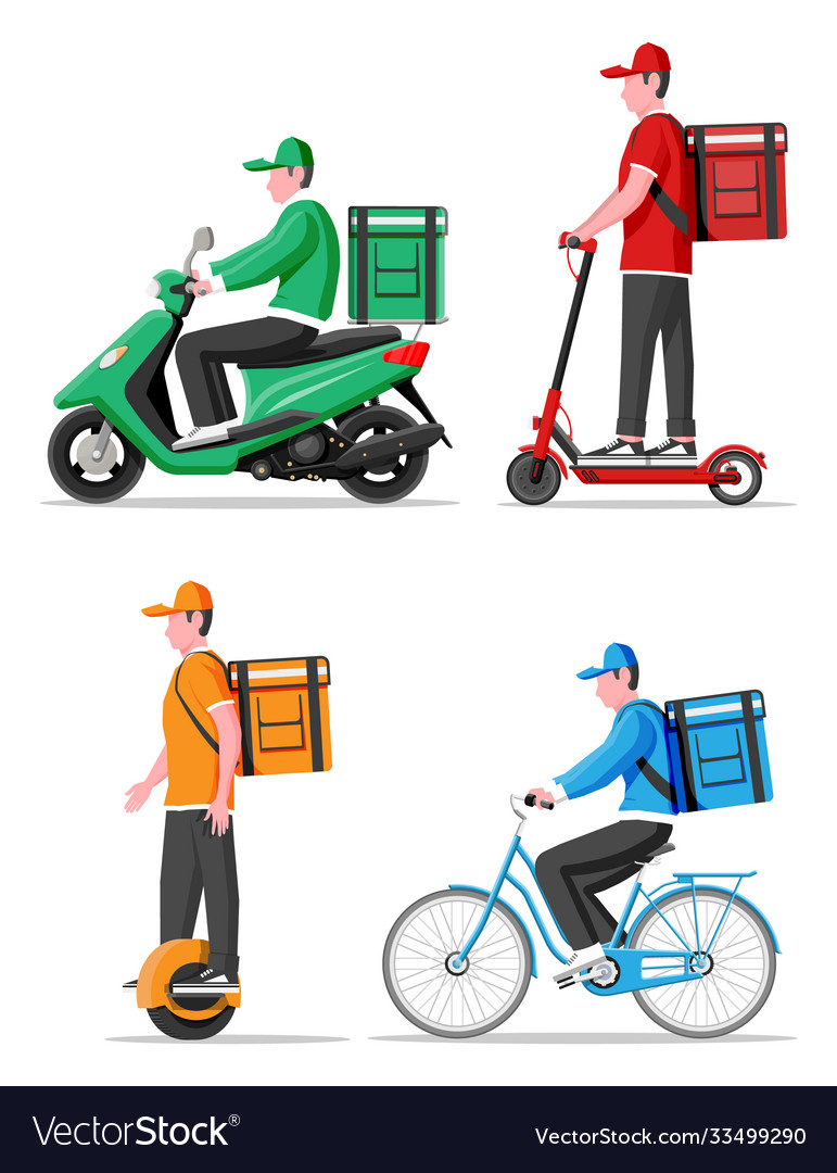 Ecological convenient city delivery transportation vector image Ecological convenient city delivery transportation