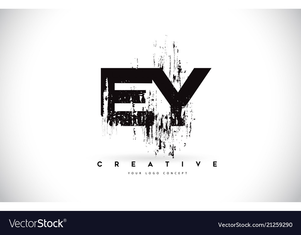 Ey e y grunge brush letter logo design in black