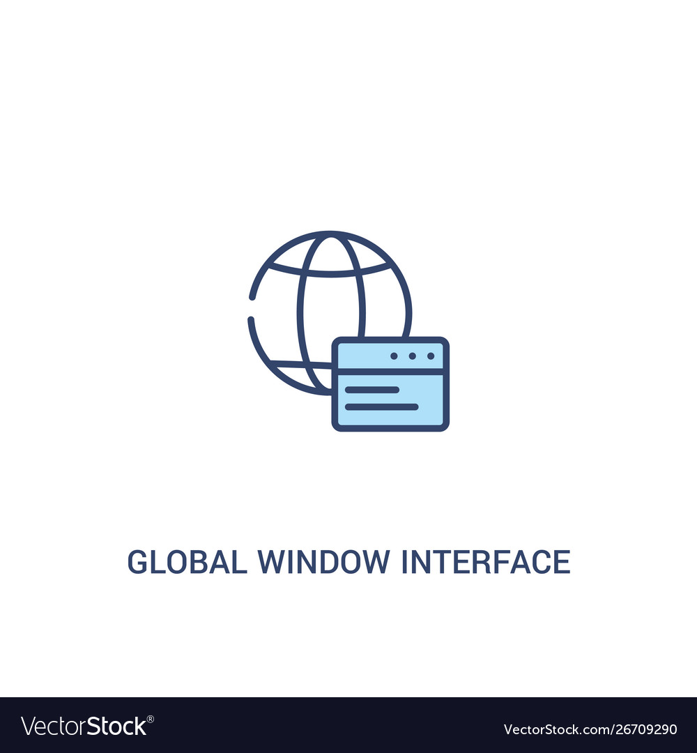 Global window interface concept 2 colored icon Vector Image Global window interface concept 2 colored icon