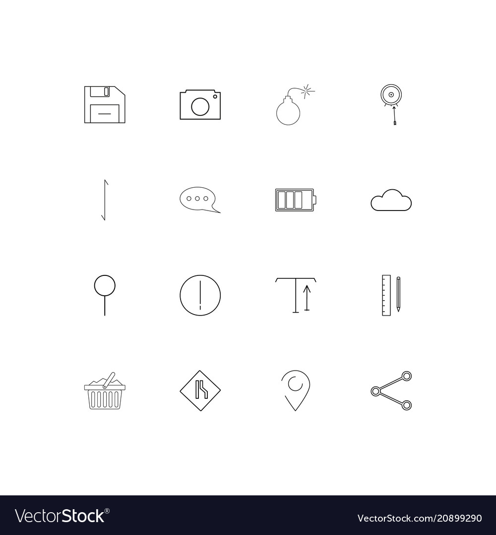 Interface linear thin icons set outlined simple
