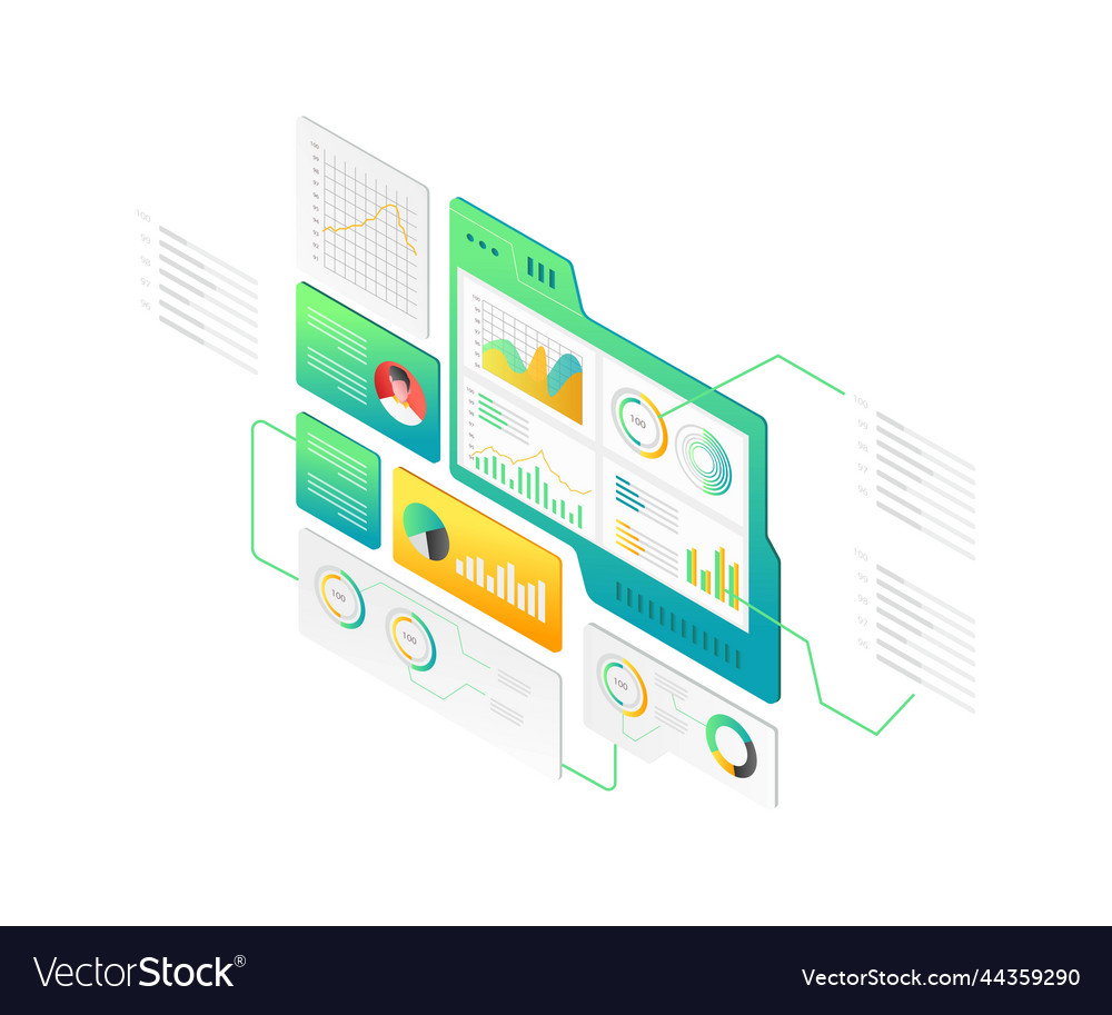 Landing page concept flat isometric central Vector Image