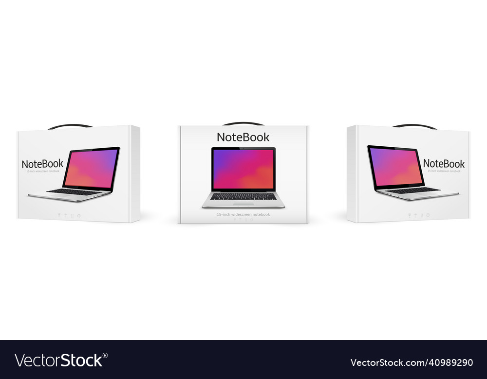 Laptop computer box mock up vector image Laptop computer box mock up
