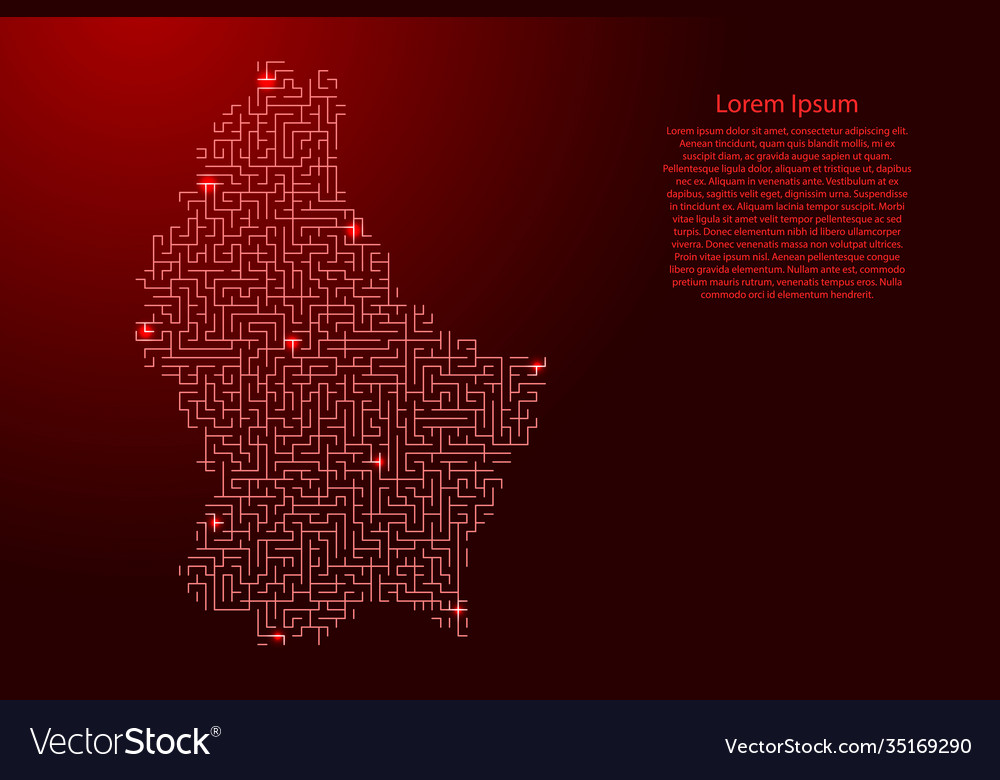 Luxemburg map from red pattern maze grid vector image Luxemburg map from red pattern maze grid