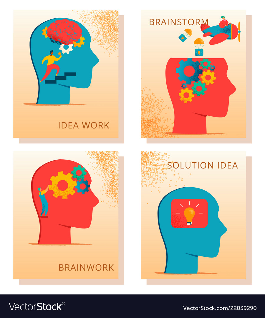 Neurology character cards set vector image Neurology character cards set