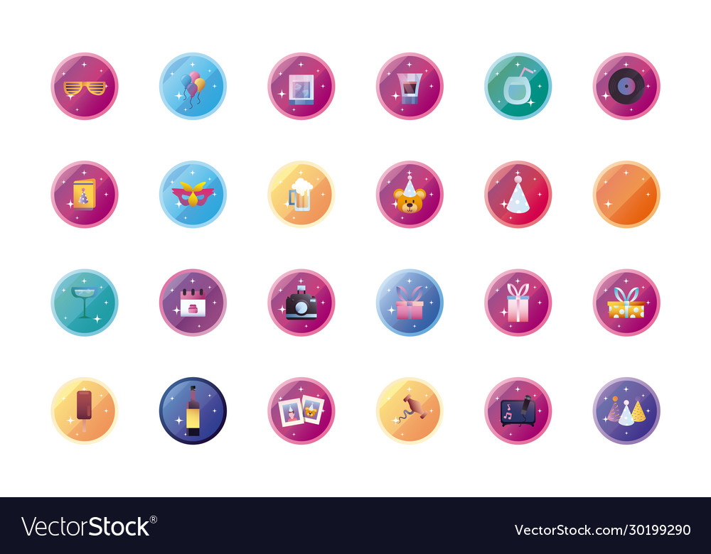 Party gradient style icon set design vector image Party gradient style icon set design