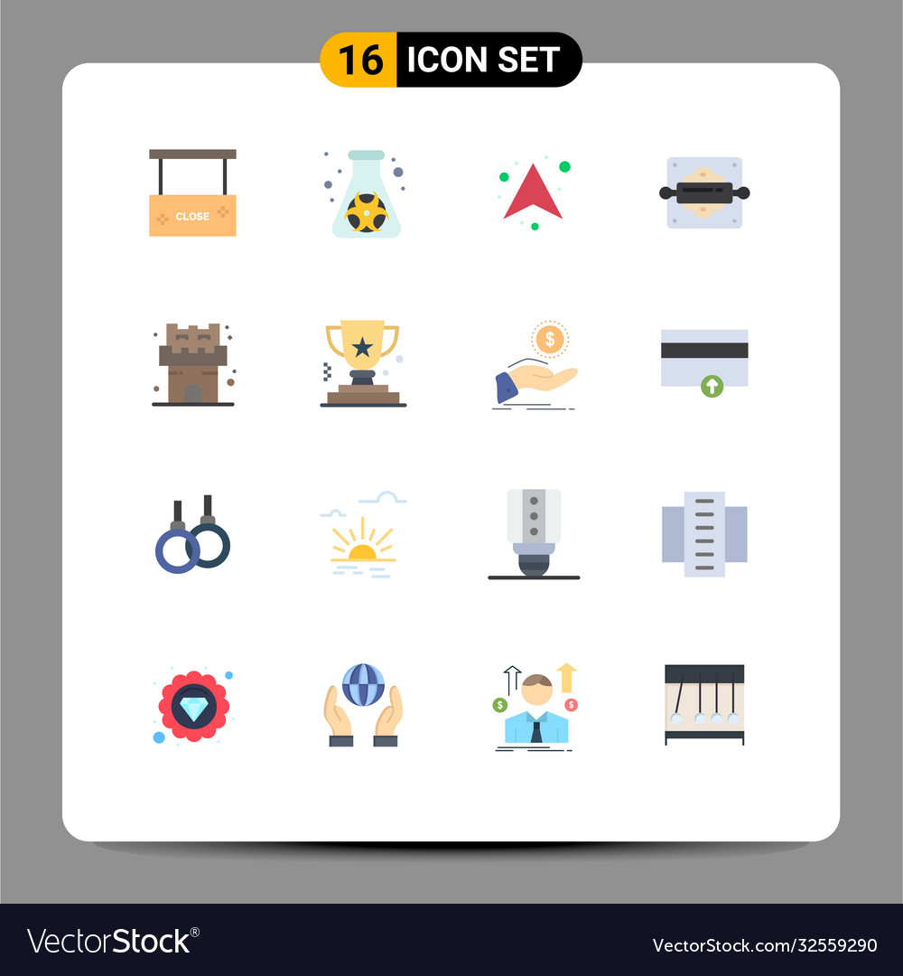 Pictograph set 16 simple flat colors castle