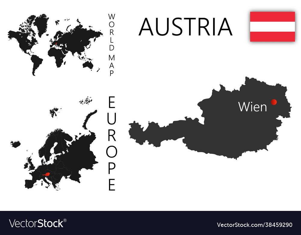 Realistic map austria with flag