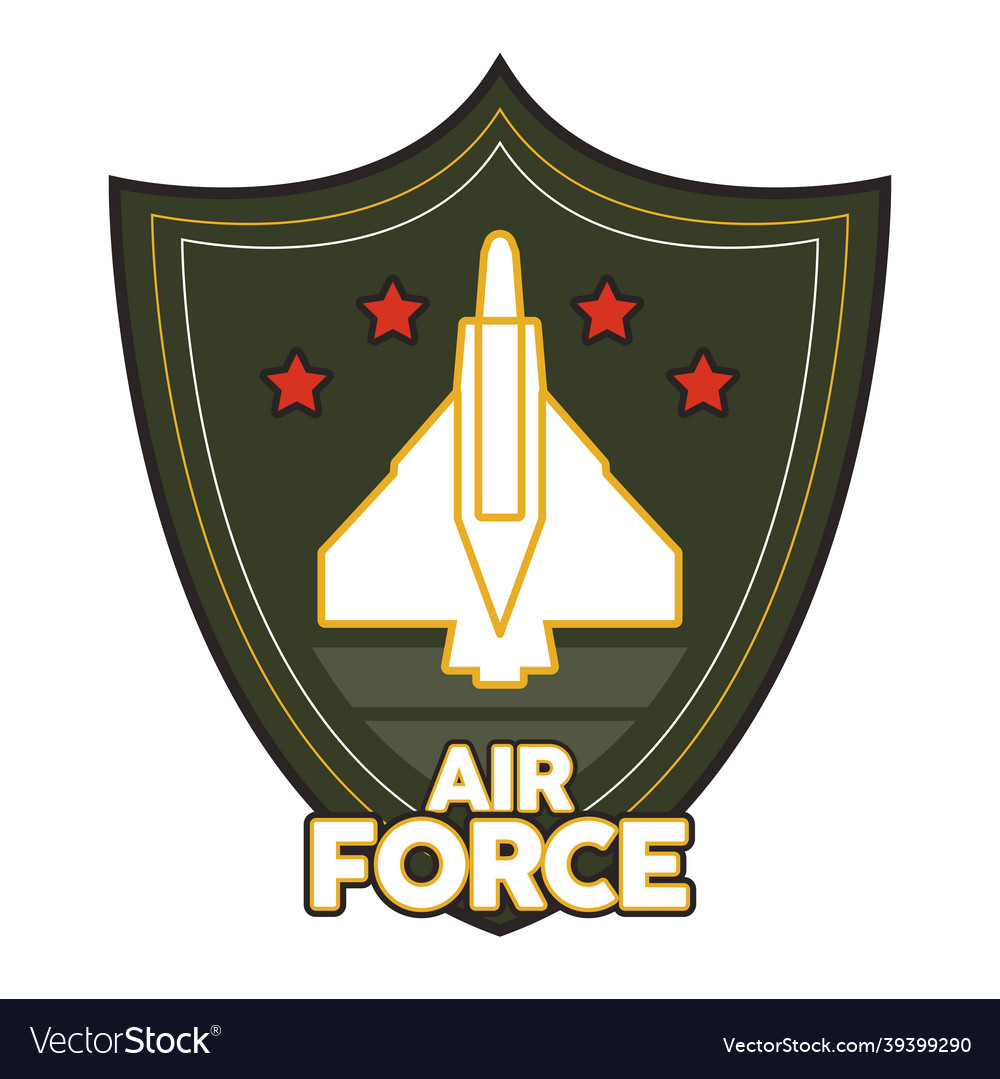 Shield airforce with airplane Royalty Free Vector Image