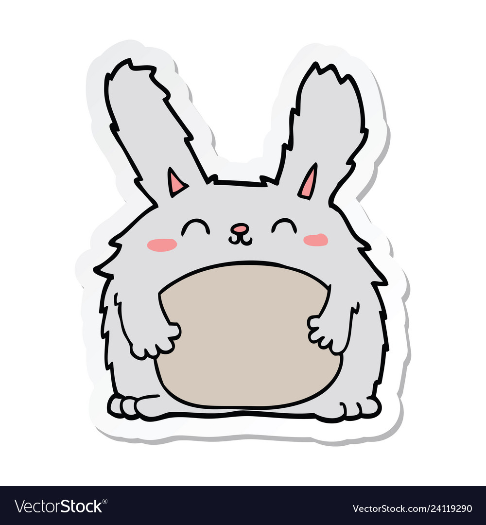 Sticker of a cartoon furry rabbit