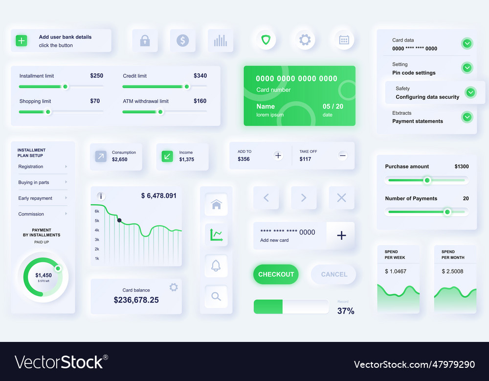 User interface elements for banking mobile app