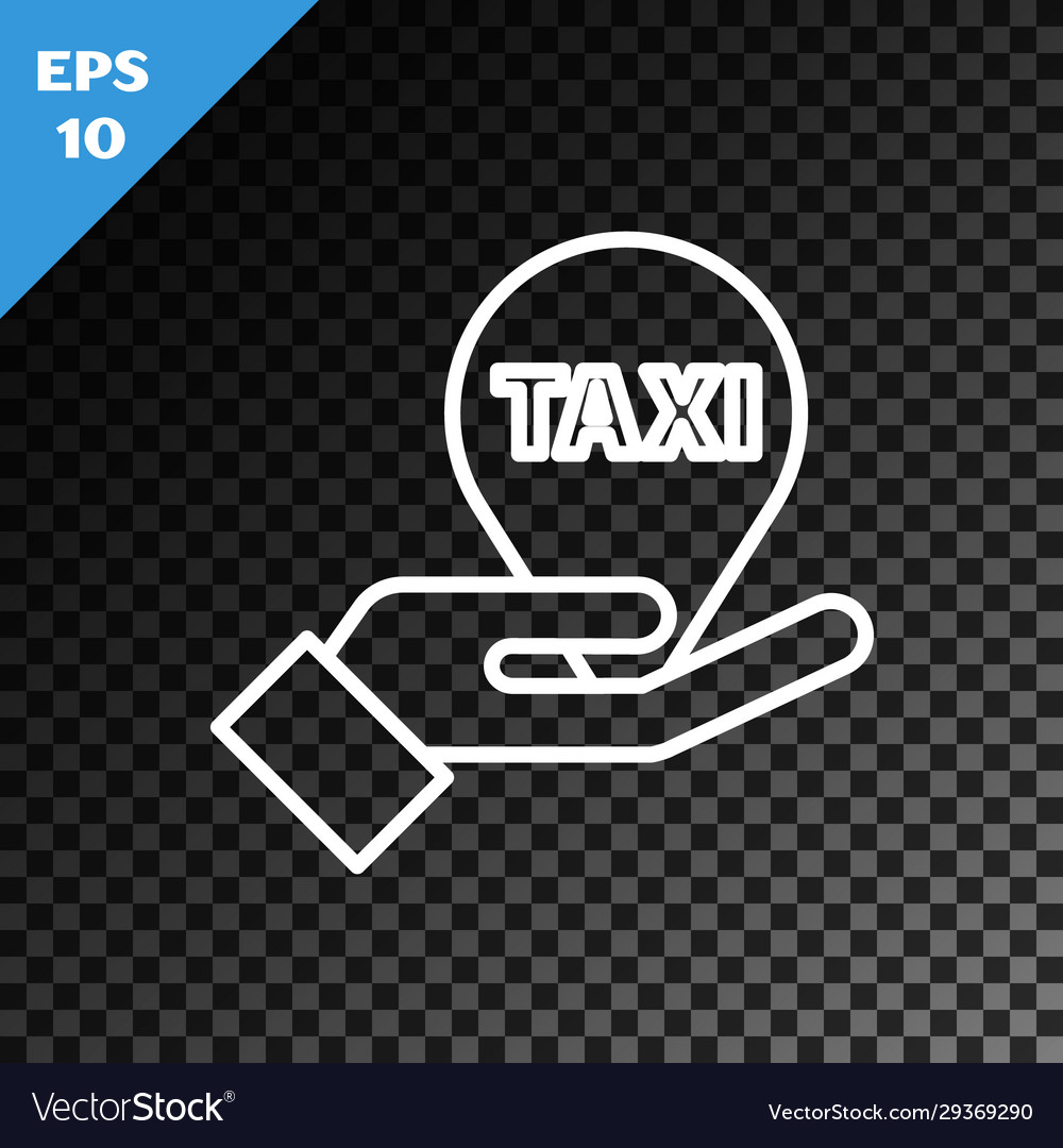 White line hand on map pointer with taxi icon vector image White line hand on map pointer with taxi icon
