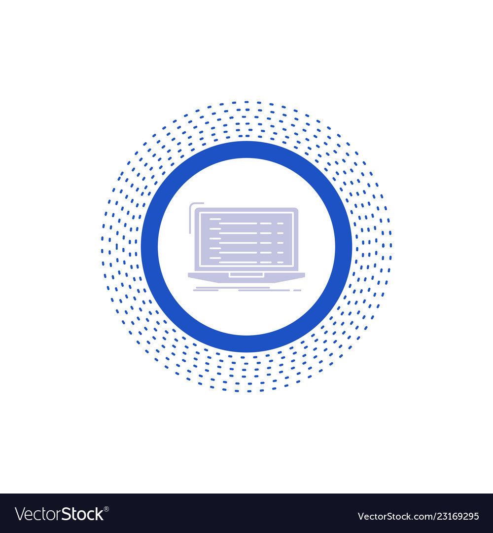 Api app coding developer laptop glyph icon vector image Api app coding developer laptop glyph icon