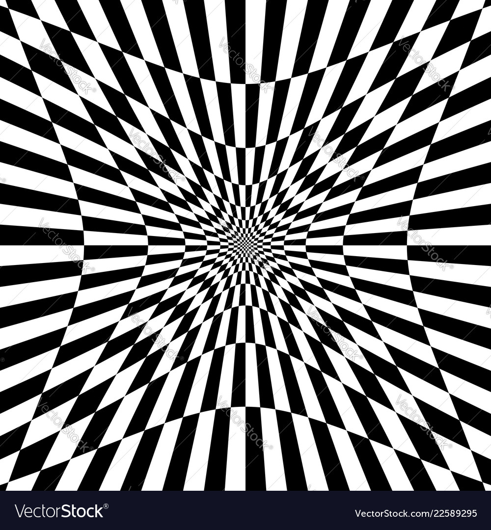 Checkered pattern with distortion effect deformed vector image Checkered pattern with distortion effect deformed