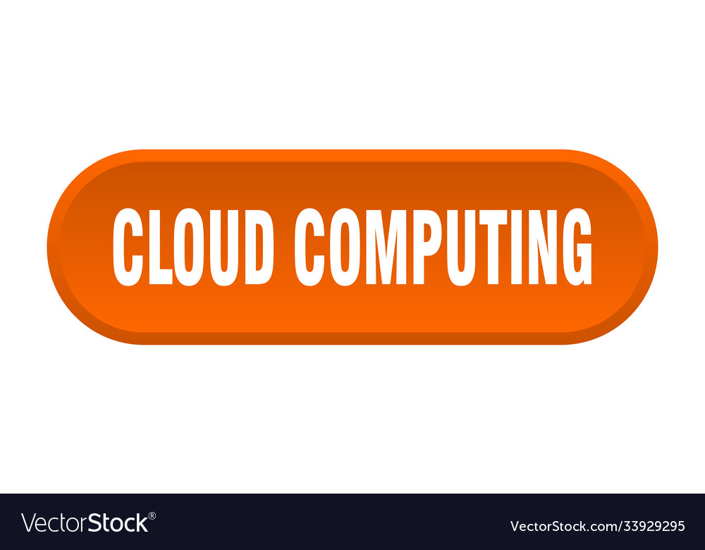 Cloud computing button rounded sign on white