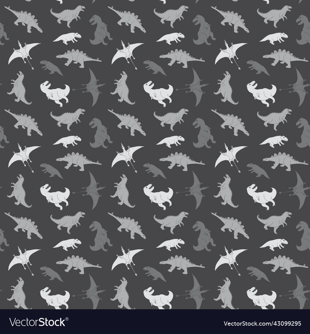Dino seamless pattern cute cartoon dinosaurs vector image Dino seamless pattern cute cartoon dinosaurs