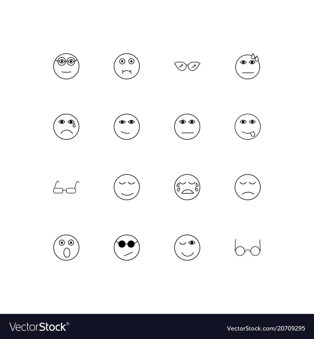 Emoticons simple linear icons set outlined