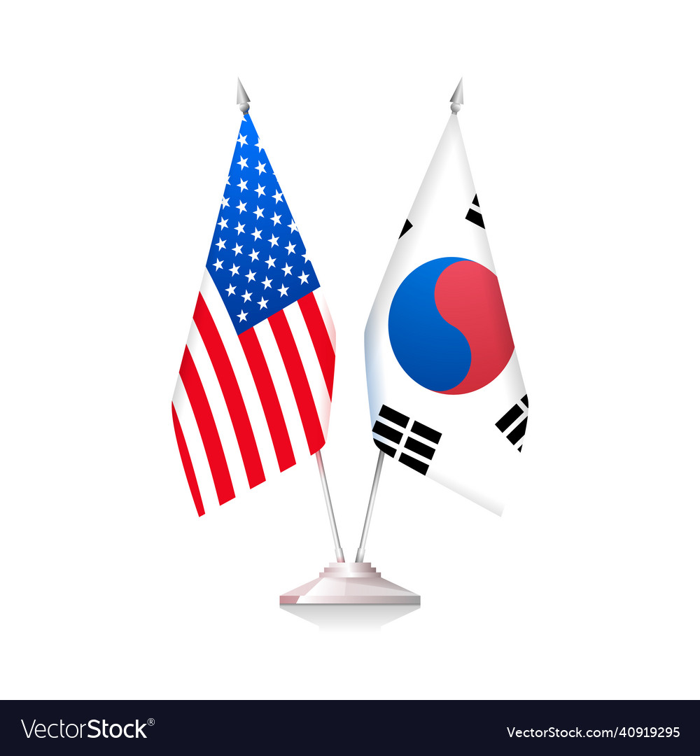 Flags of usa and south korea