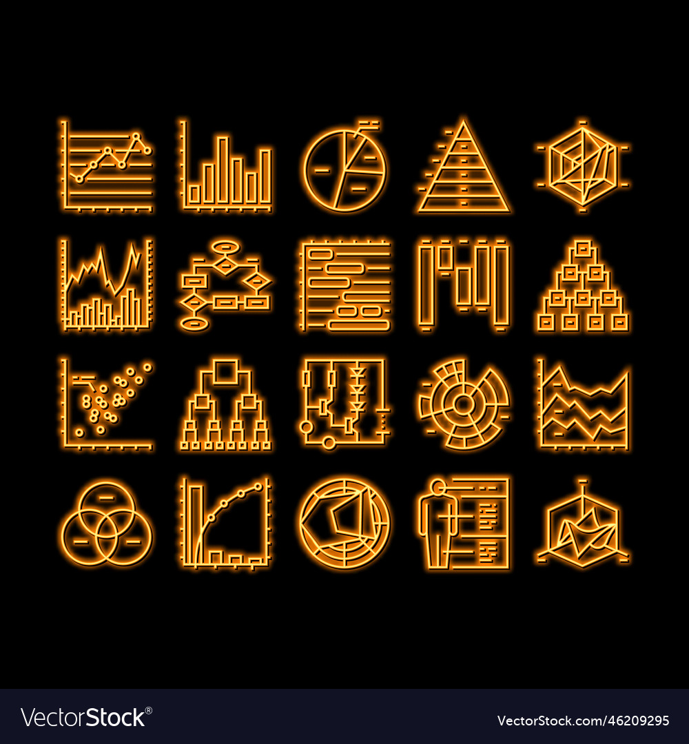 Graph for analyzing and research neon glow icon