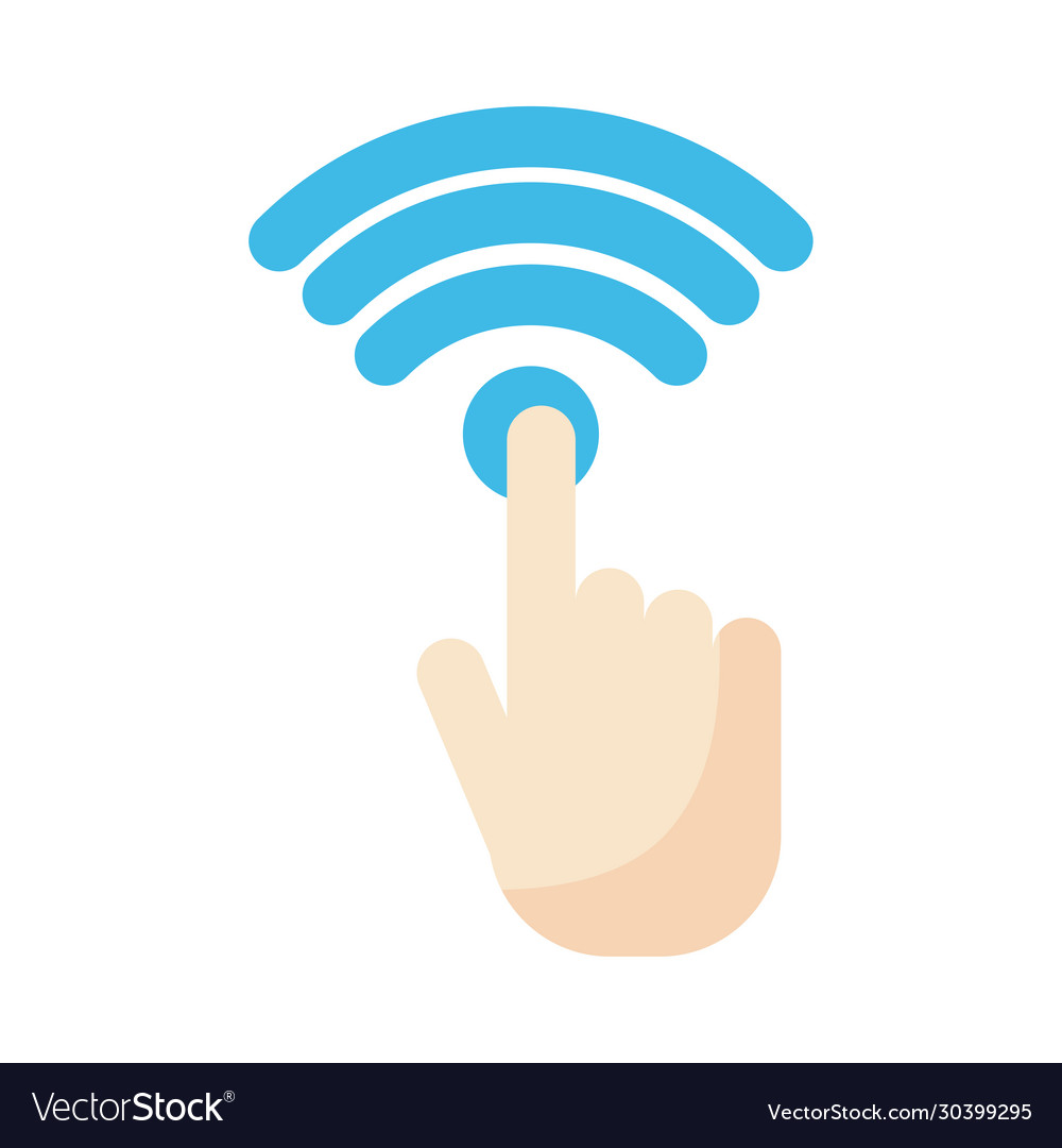 Hand with wifi symbol on white background Vector Image