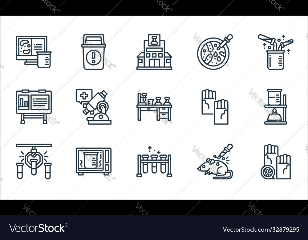 Laboratory and science line icons linear set vector image Laboratory and science line icons linear set