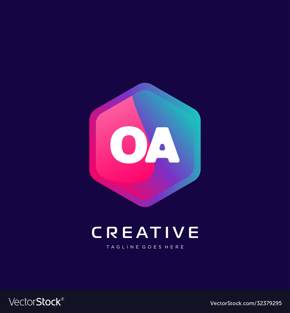 Oa initial logo with colorful template Vector Image Oa initial logo with colorful template