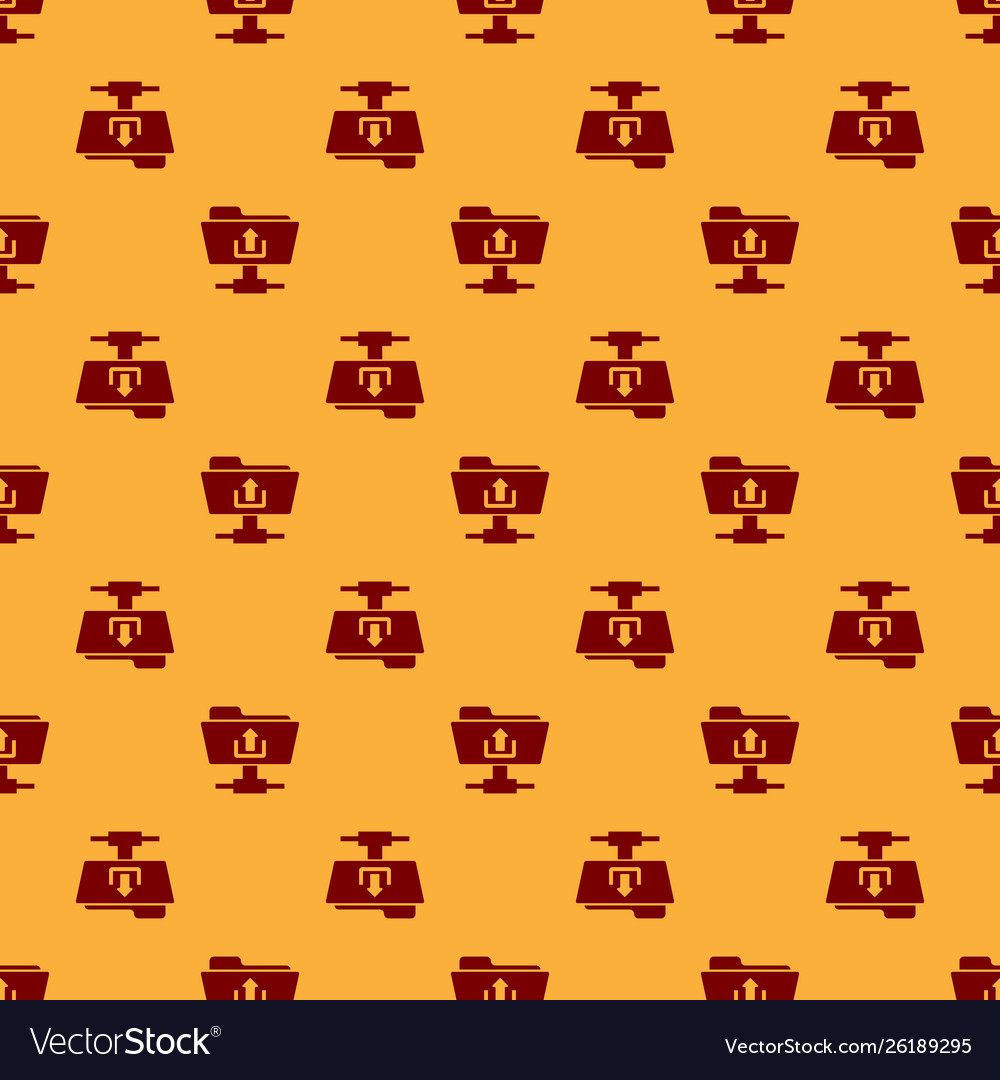 Red ftp folder upload icon seamless pattern