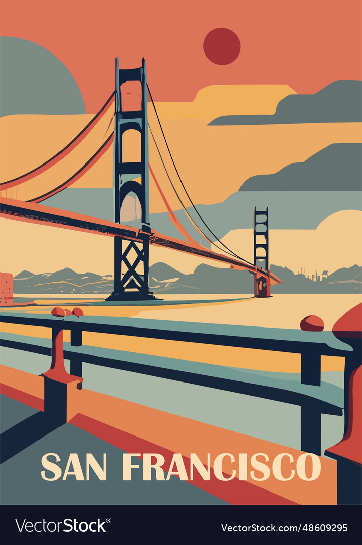 San francisco usa travel poster art Royalty Free Vector