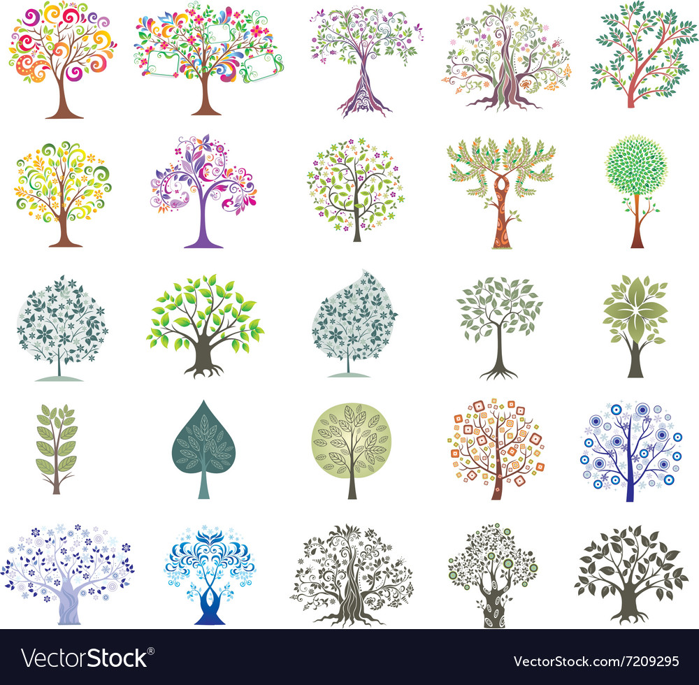 Set of abstract colorful trees